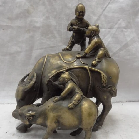 JP S0608 8" Chinese Bronze 3 Kid Play Happy Child On Basket Corydon Ride Bull Ox Statue B0403
JP S0608 8" Chinese Bronze 3 Kid Play Happy Child On Basket Corydon Ride Bull Ox Statue B0403