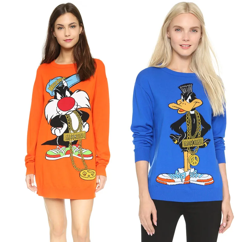 100% Wool Cartoon Long Sweater Pattern O-neck Long Sleeve knitwear Two Colors Knitted Sweater
100% Wool Cartoon Long Sweater Pattern O-neck Long Sleeve knitwear Two Colors Knitted Sweater