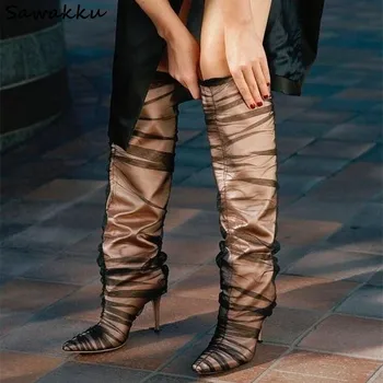 New Collection Women Leather Knee High Boots Pointed Toe Stiletto High Heels Long Superstar Shoes Lace PVC-Wrapped Botas Mujer
New Collection Women Leather Knee High Boots Pointed Toe Stiletto High Heels Long Superstar Shoes Lace PVC-Wrapped Botas Mujer