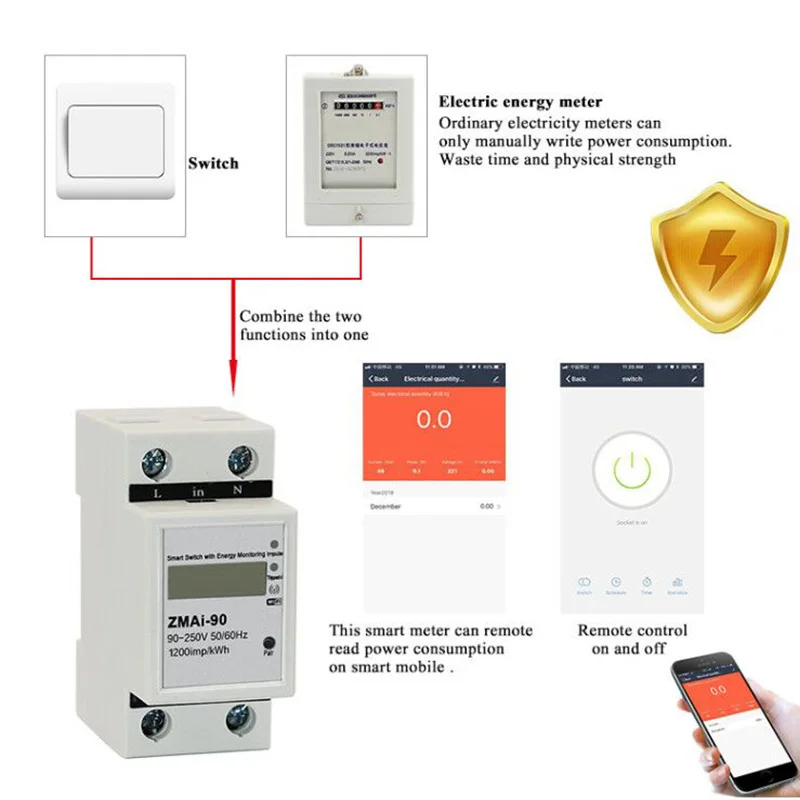 2pcs Smart Life APP Single phase Din rail WIFI Smart Energy Meter Power Consumption kWh Meter wattmeter 220V,110V AC 50Hz/60hz
2pcs Smart Life APP Single phase Din rail WIFI Smart Energy Meter Power Consumption kWh Meter wattmeter 220V,110V AC 50Hz/60hz