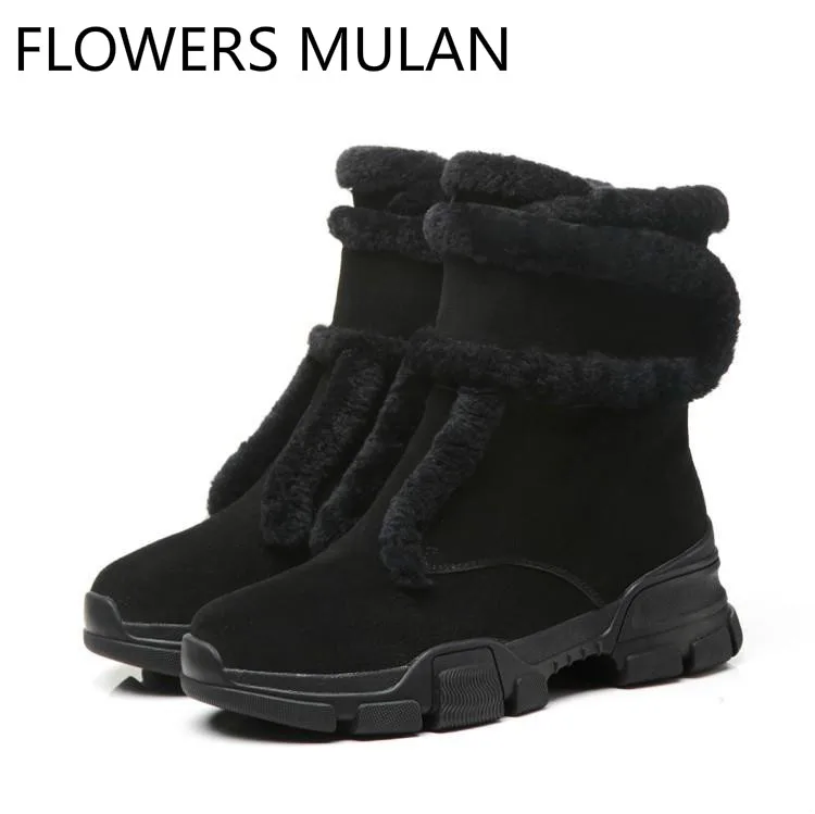 Black Suede Ankle Boots For Women Round Toe Middle Rubber Heel Winter Snow Boots For Girl One Hook & Loop Zapatos De Mujer Shoes
Black Suede Ankle Boots For Women Round Toe Middle Rubber Heel Winter Snow Boots For Girl One Hook & Loop Zapatos De Mujer Shoes