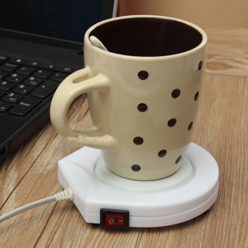 220V White Electric Coffee Cup Warmer Tea Milk Mug Heater Pad Kitchen Tool