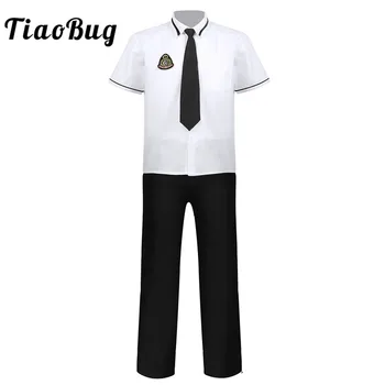 TiaoBug Men School Uniform Suit White Short Sleeves Shirt Tops Black Long Pants with Badge and Tie Male Students Costume Set
TiaoBug Men School Uniform Suit White Short Sleeves Shirt Tops Black Long Pants with Badge and Tie Male Students Costume Set
