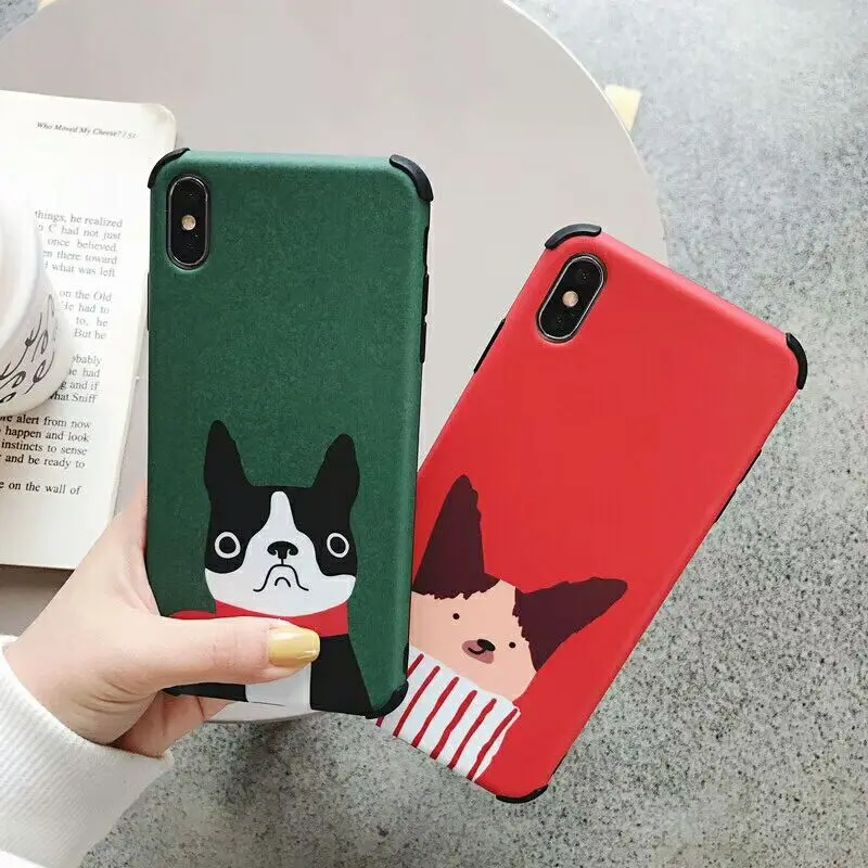 

Kuutti Squishy Cute Simple Dog Plain Green Red Silicone Couple Friends Phone Case for iPhone 6 6s 7 8 Plus X XR XS Max Accessory