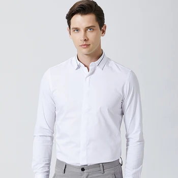 Men's Covered Placket(Fly Front) Long Sleeve Dress Shirt Contrast Striping on Collar Formal Business Standard-fit Classic Shirts
Men's Covered Placket(Fly Front) Long Sleeve Dress Shirt Contrast Striping on Collar Formal Business Standard-fit Classic Shirts