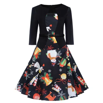 New Two Pieces Women Vintage Dress 3 /4 Sleeve Christmas Dress Snowman Print Belt Slender Elegant Office Prom Casual Midi Dress
New Two Pieces Women Vintage Dress 3 /4 Sleeve Christmas Dress Snowman Print Belt Slender Elegant Office Prom Casual Midi Dress