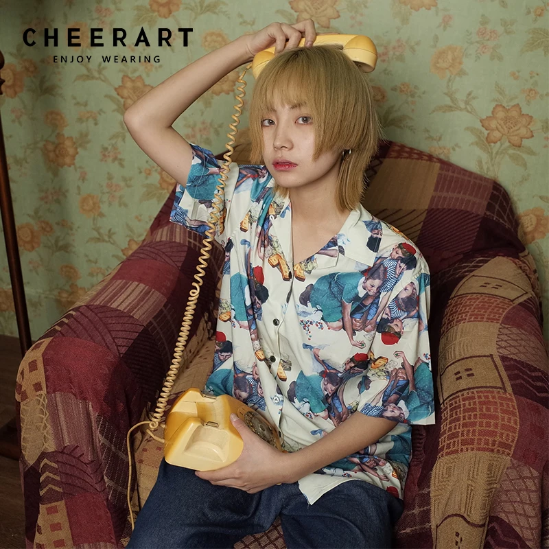 Cheerart Harajuku Streetwear Summer Blouse Shirt Women Print Short Sleeve Blouse Lapel Collar Shirts Plus Size Tops Clothing
Cheerart Harajuku Streetwear Summer Blouse Shirt Women Print Short Sleeve Blouse Lapel Collar Shirts Plus Size Tops Clothing