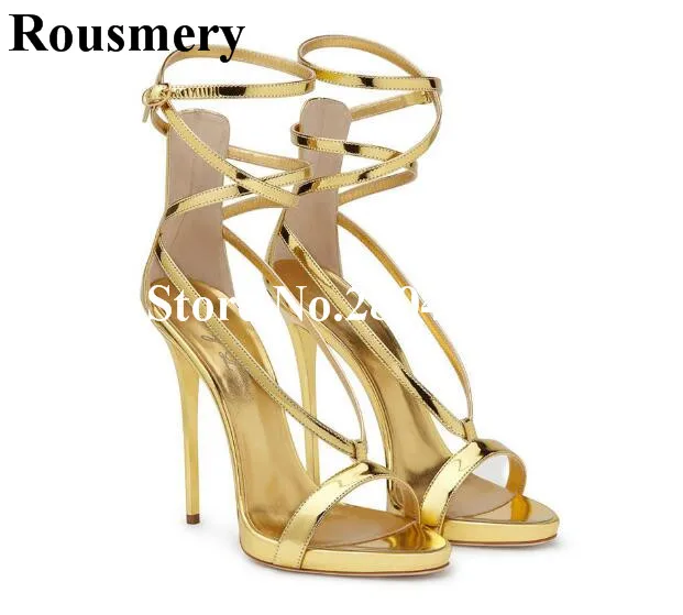 Rousmery Patent Leather Strip Shoes Women Gold Ankle Strap Narrow Band High Heel Stiletto Women Summer Party Strappy Sandals
Rousmery Patent Leather Strip Shoes Women Gold Ankle Strap Narrow Band High Heel Stiletto Women Summer Party Strappy Sandals