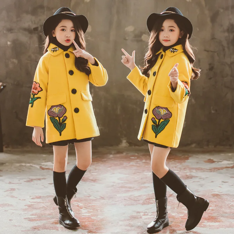 Autumn Winter Big Girls Outerwears Flower Coat Korean Casual Fashion Long Woolen Coats 5-10 Years
Autumn Winter Big Girls Outerwears Flower Coat Korean Casual Fashion Long Woolen Coats 5-10 Years