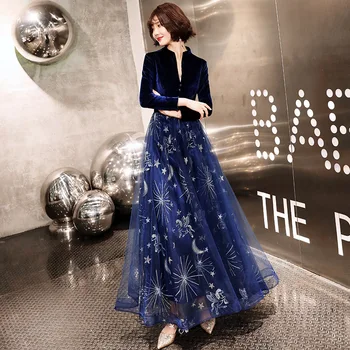 2019 Long Sleeve Evening Dress Velour Abiti Da Cerimonia Arabic Navy Blue Formal Dress Long Party Prom Gowns LF306
2019 Long Sleeve Evening Dress Velour Abiti Da Cerimonia Arabic Navy Blue Formal Dress Long Party Prom Gowns LF306