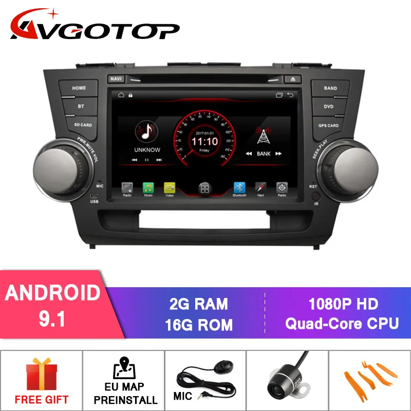 AVGOTOP Android 9 WINCE Bluetooth GPS Car Radio DVD Player For TOYOTA Highlander 2G 16G MP3 MP4 Vehicle Multimedia
AVGOTOP Android 9 WINCE Bluetooth GPS Car Radio DVD Player For TOYOTA Highlander 2G 16G MP3 MP4 Vehicle Multimedia