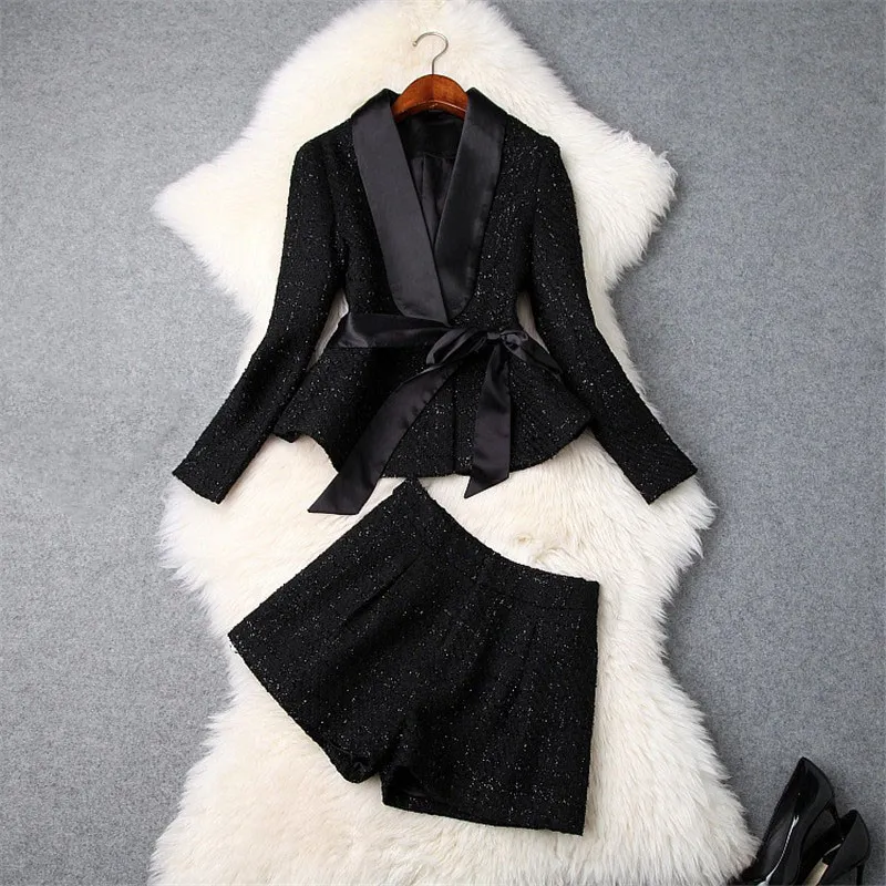 Fashion Spring Work 2Pcs Suit Women Long Sleeve Tweed Woolen Jackets and Shorts Suit Lady Office Women Set
Fashion Spring Work 2Pcs Suit Women Long Sleeve Tweed Woolen Jackets and Shorts Suit Lady Office Women Set