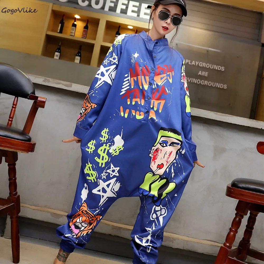 2019 Graffiti Print overalls High Waist women Blue Cargo jumpsuit Casual Slim salopette casual playsuit Loose Overalls LT539S50
2019 Graffiti Print overalls High Waist women Blue Cargo jumpsuit Casual Slim salopette casual playsuit Loose Overalls LT539S50