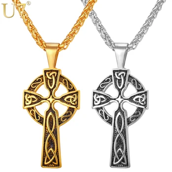 U7 Cross Irish Knot Necklace for Men Stainless Steel Triquetra Viking Triple Horn Of Odin Jewelry Necklace & Pendant P754
U7 Cross Irish Knot Necklace for Men Stainless Steel Triquetra Viking Triple Horn Of Odin Jewelry Necklace & Pendant P754