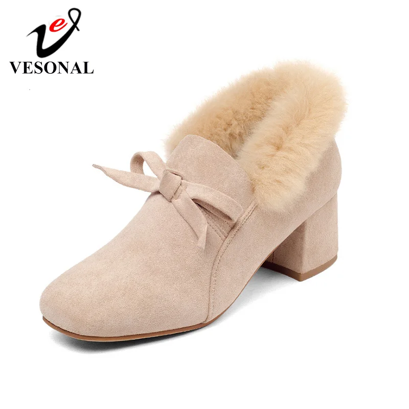 VESONAL Brand 2019 New Fashion Winter Flock Short Plush Warm Women Shoes Casual Square heel Shoes Female Woman Pumps Footwear
VESONAL Brand 2019 New Fashion Winter Flock Short Plush Warm Women Shoes Casual Square heel Shoes Female Woman Pumps Footwear