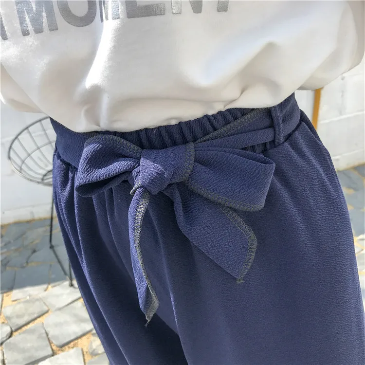 Plus Size - Casual Elastic Waist Loose Wide Leg Pants Preppy Style Trousers Female Palazzo Pants (Us 18W-20W)