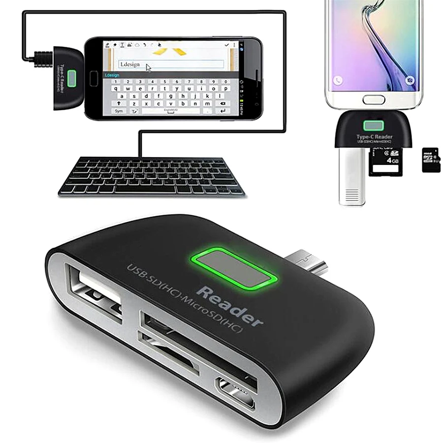 Считыватель смарт-карт 4 в 1 OTG/TF/SD с портом Micro USB для зарядки Samsung Galaxy S6 Edge телефонов