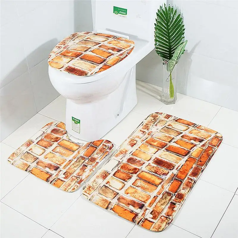 Soft Print Bathroom Old Brick Wall Bath Mat Set Mildew Proof Non-slip Bath Mat U-Shaped Toilet Mat Toilet Lid Cover
Soft Print Bathroom Old Brick Wall Bath Mat Set Mildew Proof Non-slip Bath Mat U-Shaped Toilet Mat Toilet Lid Cover