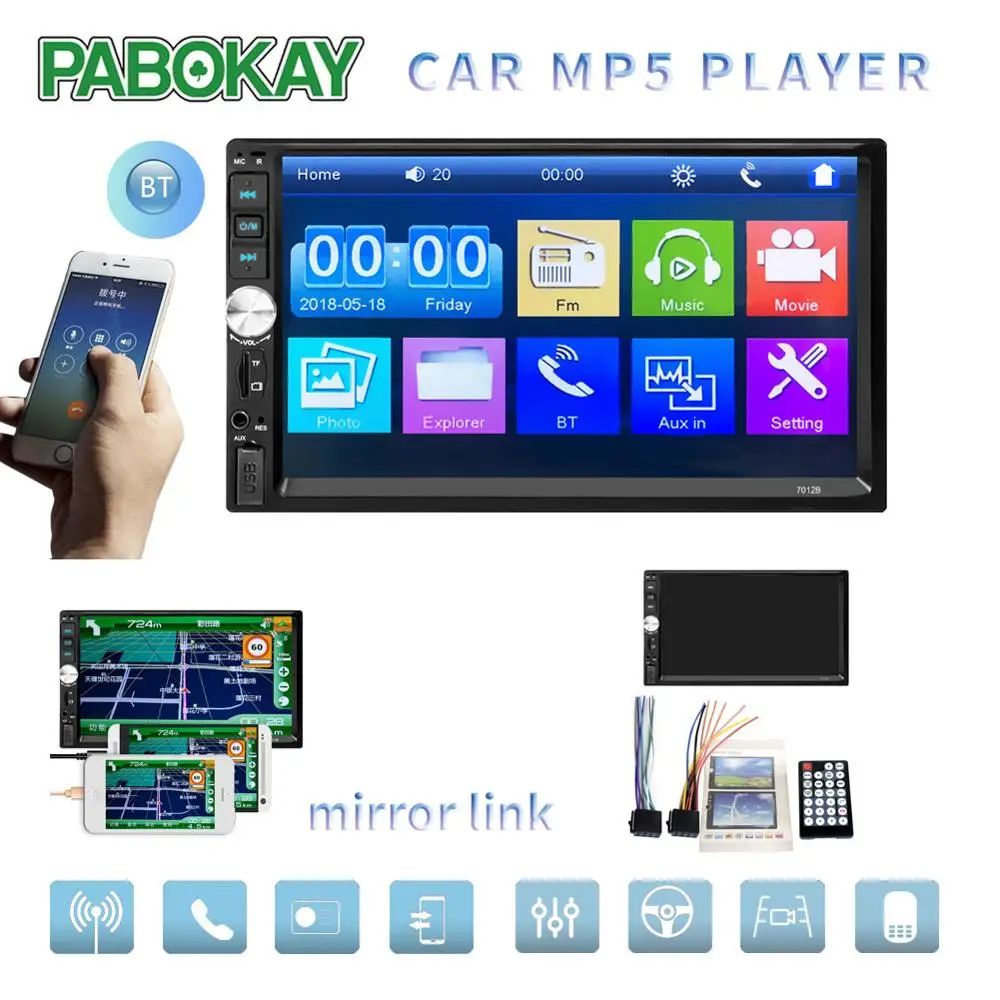 Radio 2 Din General Car Models 7'' LCD Touch Screen Car Radio Player Bluetooth Car Audio Support Rear View Camera 7012B
Radio 2 Din General Car Models 7'' LCD Touch Screen Car Radio Player Bluetooth Car Audio Support Rear View Camera 7012B