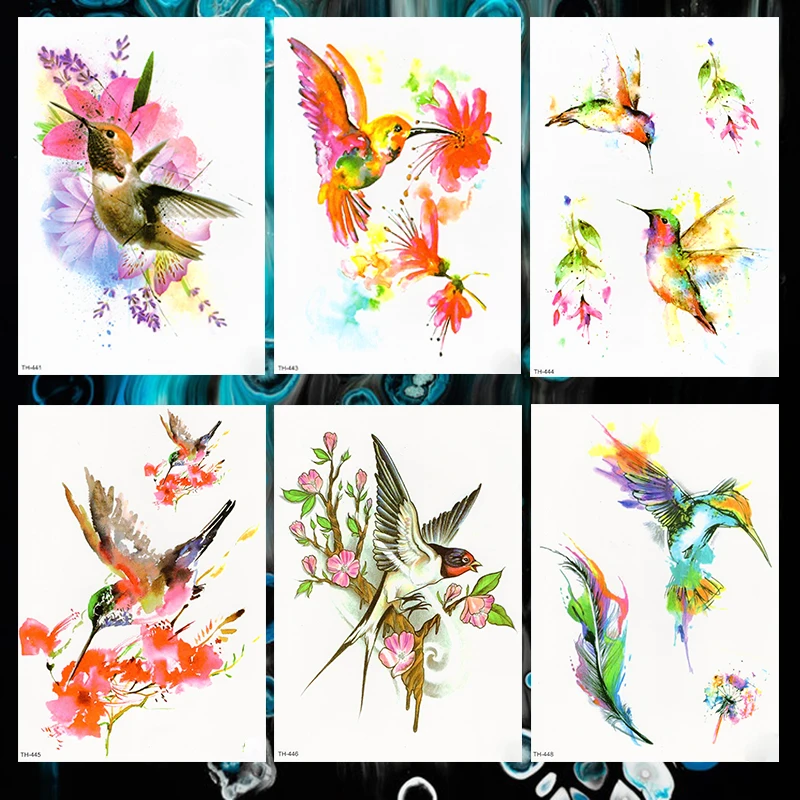 

1 Sheet Graffiti Hummingbird Temporary Tattoos For Women Sticker Fake Tattoo Custom Tatoos Cute Draw Waterproof Body Art Arm