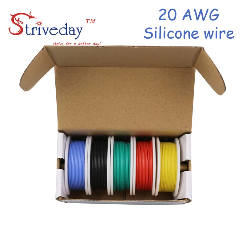 30m 20AWG Flexible Silicone Wire Cable 5 color Mix box 1 box 2 package Electrical Wire Line Copper
30m 20AWG Flexible Silicone Wire Cable 5 color Mix box 1 box 2 package Electrical Wire Line Copper