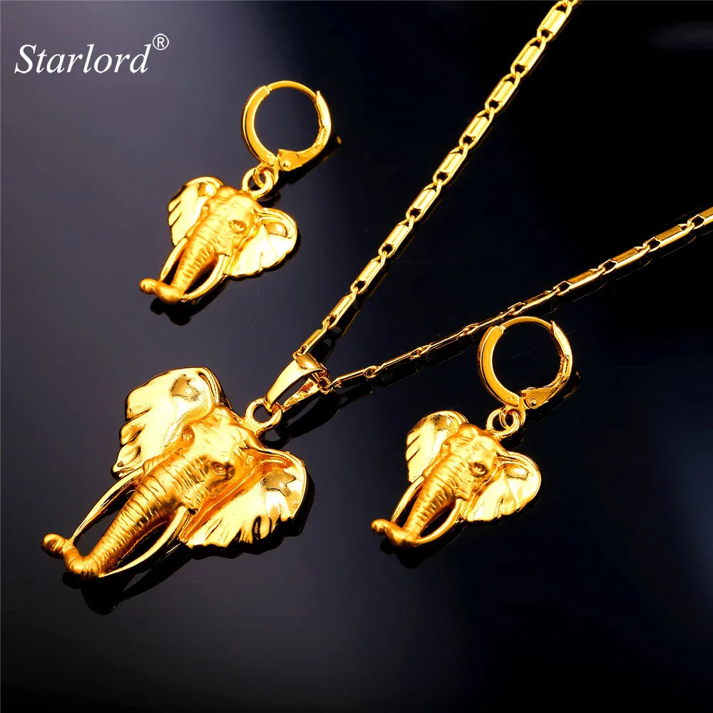 Starlord Elephant African Jewelry Set For Women Vintage Gold Color Pendant Necklace And Drop Earrings Set PE1926
Starlord Elephant African Jewelry Set For Women Vintage Gold Color Pendant Necklace And Drop Earrings Set PE1926