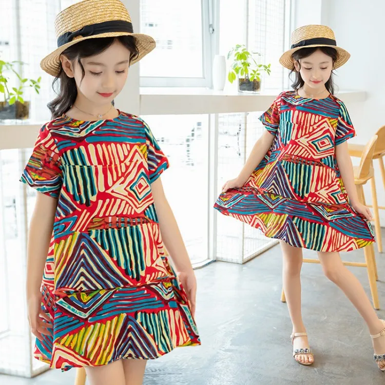 Girl Summer Dress Cotton Geometric Children's Dresses Teenageres Baby Girl Clothes 6 8 9 10 12 13 Years Sukienki Dla Dziewczynek
Girl Summer Dress Cotton Geometric Children's Dresses Teenageres Baby Girl Clothes 6 8 9 10 12 13 Years Sukienki Dla Dziewczynek