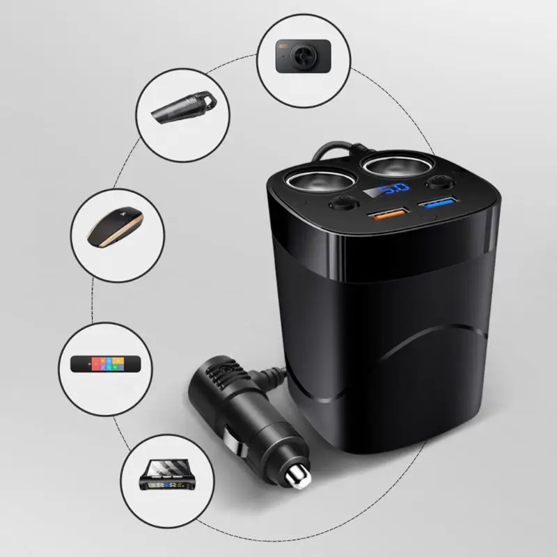 12V 24V QC3.0 Dual USB Car Fast Charger Cup Charging Display With 2 Cigarette Lighter Socket For Smartphone Tablet GPS DVR
12V 24V QC3.0 Dual USB Car Fast Charger Cup Charging Display With 2 Cigarette Lighter Socket For Smartphone Tablet GPS DVR