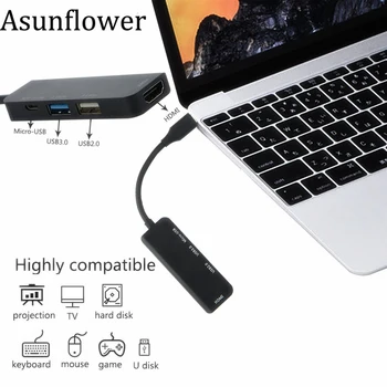 Asunflower USB C Hub To HDMI USB 2.0 3.0 Adapter 4 Ports Splitter For Macbook Pro Samsung Galaxy S9/S8/Note 9 Type C To HDMI 2.0
Asunflower USB C Hub To HDMI USB 2.0 3.0 Adapter 4 Ports Splitter For Macbook Pro Samsung Galaxy S9/S8/Note 9 Type C To HDMI 2.0
