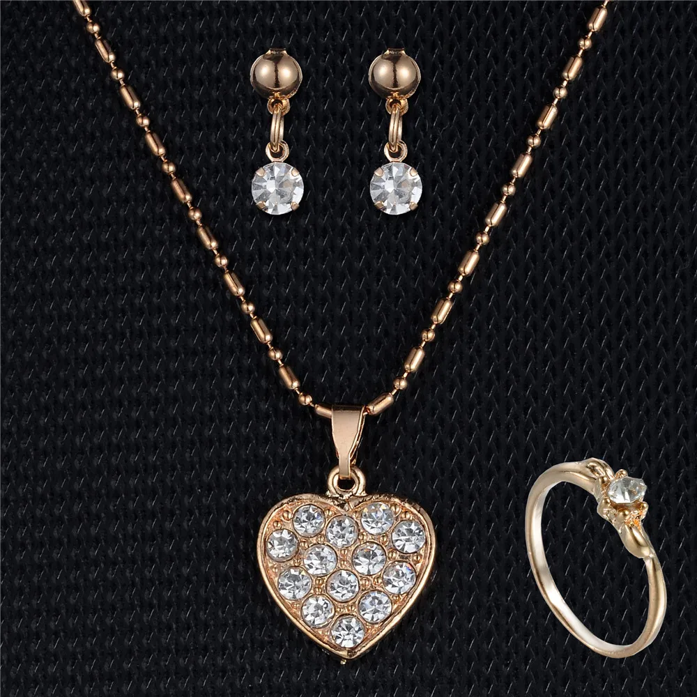 Heart Pendant Necklaces Rhinestone Earring Rings Jewelry Set For Women Wedding Party Girl bride Gift Engagement Jewelry
Heart Pendant Necklaces Rhinestone Earring Rings Jewelry Set For Women Wedding Party Girl bride Gift Engagement Jewelry