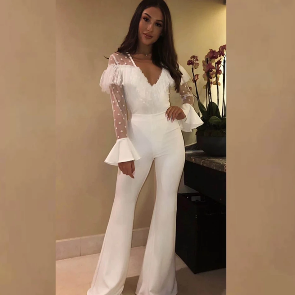 2019 New Arrival Sexy White Fashion Jumpsuit Long Sleeve Hollow Out Ruffles Bandage Jumpsuits Verano Clubwear Celebrity Party
2019 New Arrival Sexy White Fashion Jumpsuit Long Sleeve Hollow Out Ruffles Bandage Jumpsuits Verano Clubwear Celebrity Party