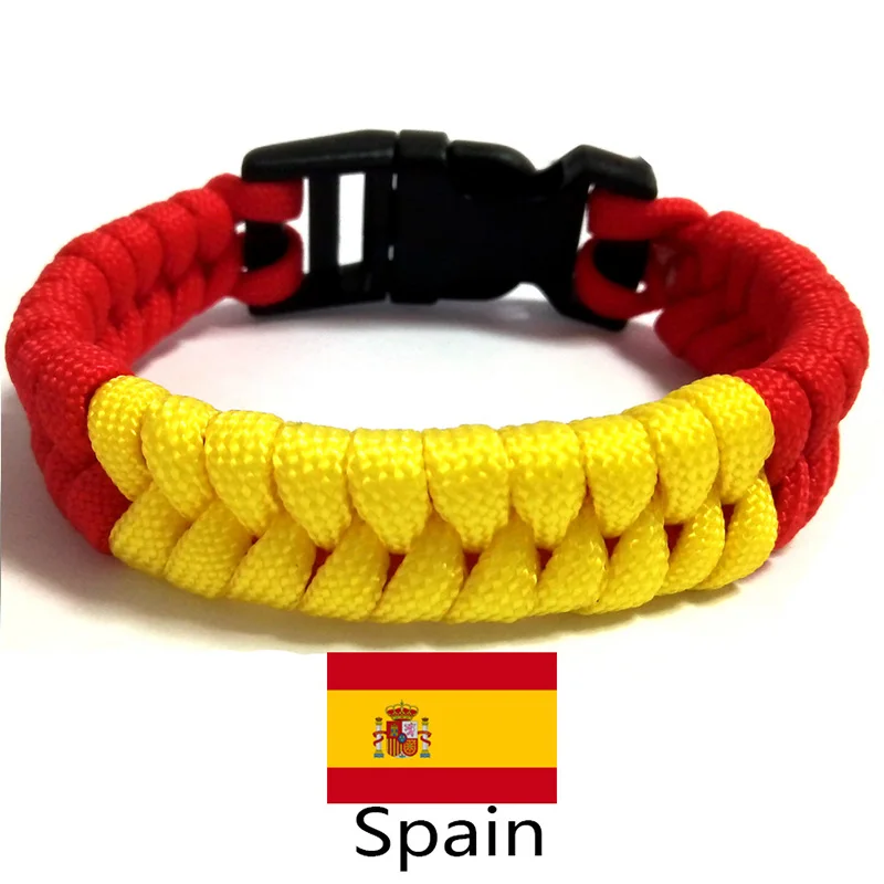 10PC 2019 New Spain Flag Charm Paracord Survival Bracelet Sports Red Yellow Bracelets & Bangles For Unisex Men Women Jewelry
10PC 2019 New Spain Flag Charm Paracord Survival Bracelet Sports Red Yellow Bracelets & Bangles For Unisex Men Women Jewelry