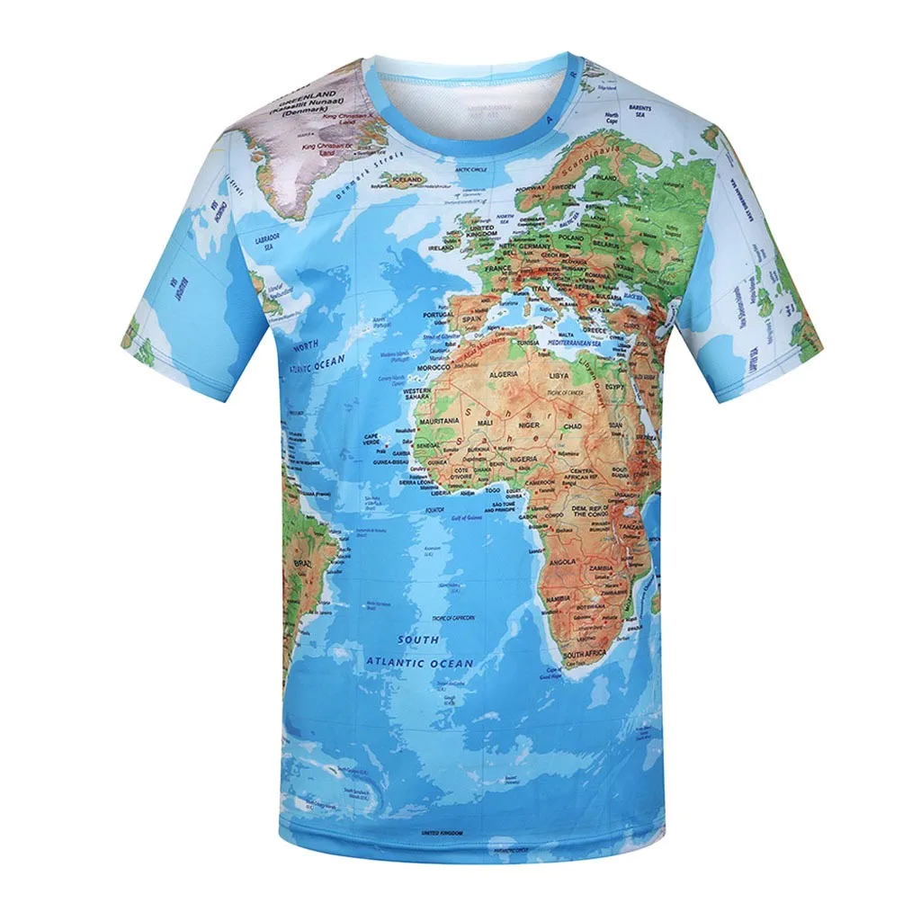 Fashion Men's T-Shirt Tops World Map 3D Print 2019 Fashion O-Neck Short Sleeve Casual Streetwear Slim Tshirt Tee Tops Camisetas
Fashion Men's T-Shirt Tops World Map 3D Print 2019 Fashion O-Neck Short Sleeve Casual Streetwear Slim Tshirt Tee Tops Camisetas