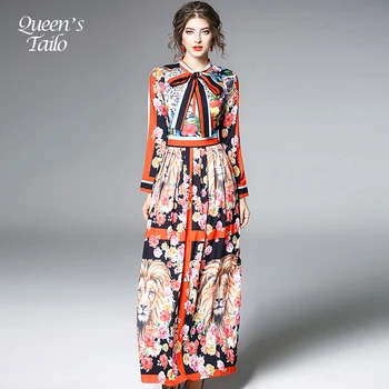 NEW Vintage Woman Spring Maxi Dress Bow Neck Female Print Long Dress Lady Runway Dress
NEW Vintage Woman Spring Maxi Dress Bow Neck Female Print Long Dress Lady Runway Dress