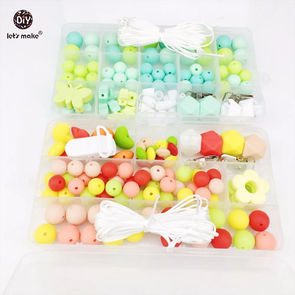 Let's Make Colorful Silicone Beads Sets DIY Pacifier Clip Teething Necklace Beads Bracelet Made Accessories Baby Teether Beads
Let's Make Colorful Silicone Beads Sets DIY Pacifier Clip Teething Necklace Beads Bracelet Made Accessories Baby Teether Beads