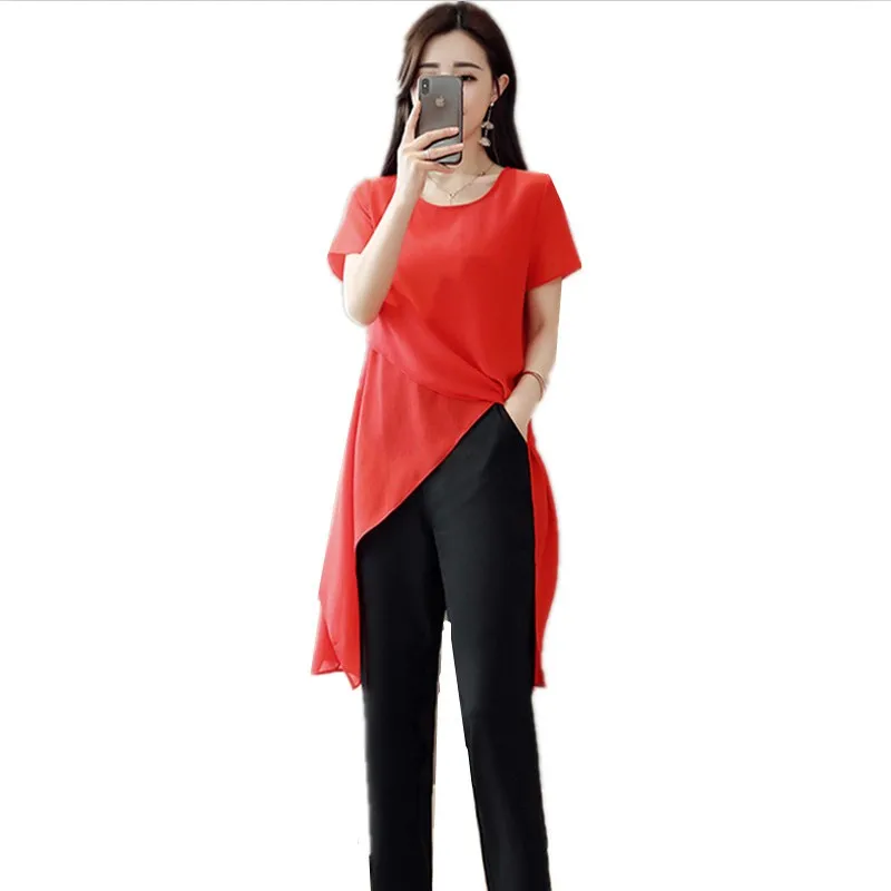 2019 New Arrival Women Summer Chiffon Shirts Fashion Solid Casual Short Sleeve O-Neck Irregular Long Top Plus Size M-7XL Slim
2019 New Arrival Women Summer Chiffon Shirts Fashion Solid Casual Short Sleeve O-Neck Irregular Long Top Plus Size M-7XL Slim