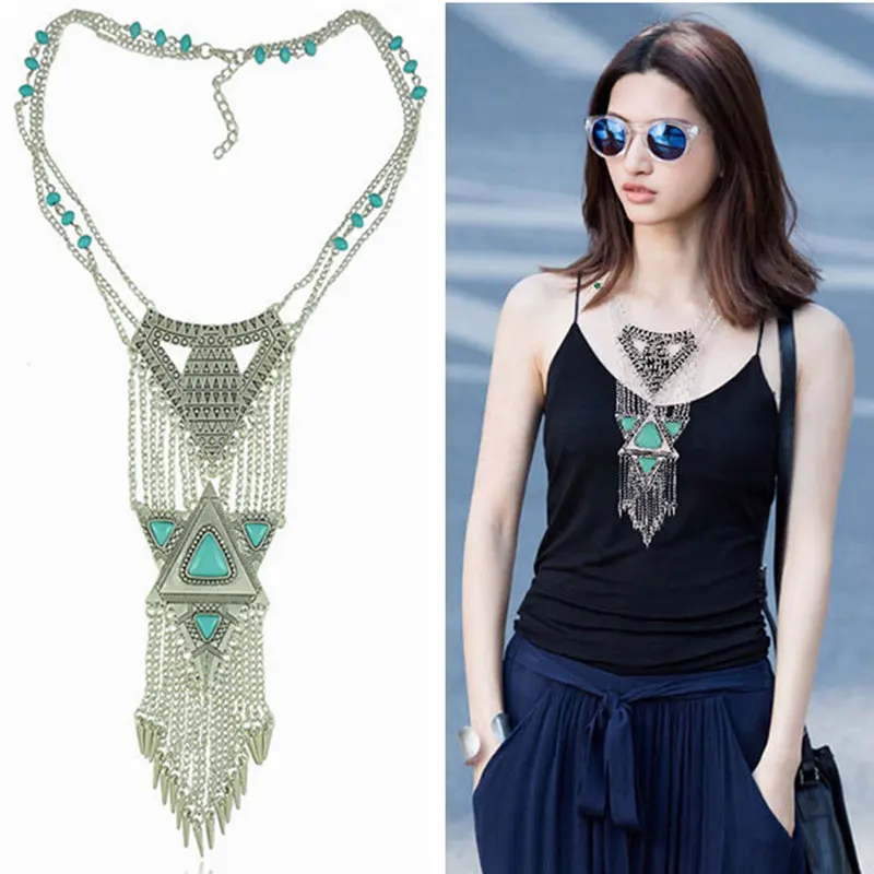 Bohemian Retro Necklac Geometric Triangle Tassel Long Collar Choker Gros Collier Femme Fashion Bijoux
Bohemian Retro Necklac Geometric Triangle Tassel Long Collar Choker Gros Collier Femme Fashion Bijoux