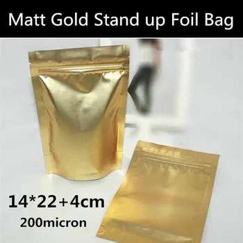 100pcs/lot 14cm*22cm+4cm(Bottom) 200mic Golden Matte Foil Mylar Bag Stand Up Zip Bag Resealable Retail Bag
100pcs/lot 14cm*22cm+4cm(Bottom) 200mic Golden Matte Foil Mylar Bag Stand Up Zip Bag Resealable Retail Bag
