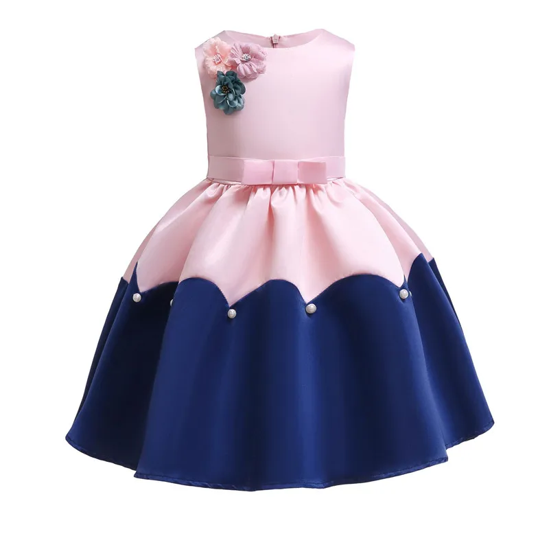 Kids Beautiful Flower Bow Belt Beading Ball Gown Wedding Dress Children's Girl Embroidered Evening Dresses Children's Clothing03