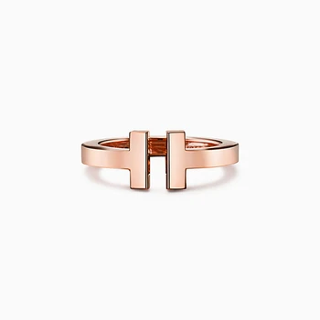 

SHINETUNG 1:1 S925 Sterling Silver Original High Rose Gold Color Quality Coil Square T Series Ring Women Elegant Fashion Jewelry