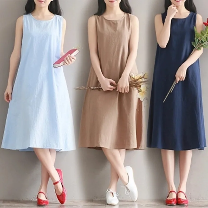 New OLGITUM 2018 Summer Cotton and Linen Women Dress Long Loose Sleeveless Vest All Matched Dress Plus Size Linen Dress DR622
New OLGITUM 2018 Summer Cotton and Linen Women Dress Long Loose Sleeveless Vest All Matched Dress Plus Size Linen Dress DR622