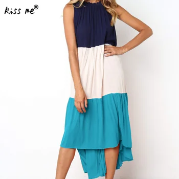 Irregular Women Sleeveless Summer Long Beach Dress Fashion Large Hem Design Striped Blue Maxi Dress Beach Bikini Cover Up
Irregular Women Sleeveless Summer Long Beach Dress Fashion Large Hem Design Striped Blue Maxi Dress Beach Bikini Cover Up