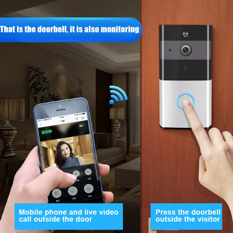Smart Visual Doorbell Peephole Viewer Wifi Wireless PIR Motion Detection Night Vision Security JFlyer
Smart Visual Doorbell Peephole Viewer Wifi Wireless PIR Motion Detection Night Vision Security JFlyer