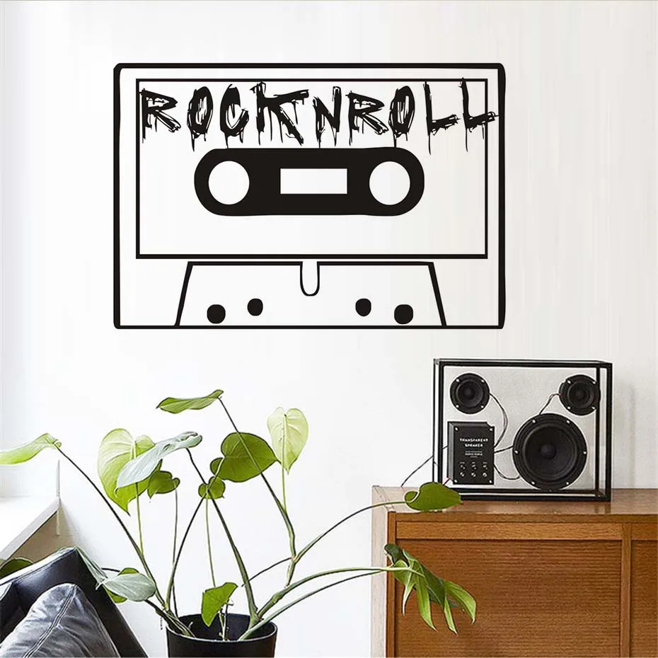 Rocknroll Music Magnetic Cassette Tape Wall Art Murals Vinyl Wall Sticker For Bedroom Home Decor Music Room Removable Wallpaper (4)