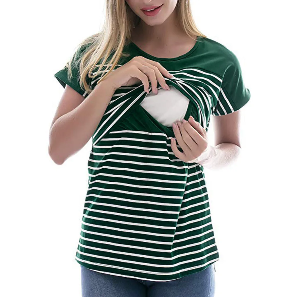 Women Maternity Pregnancy Nursing Baby Tops T-shirt Short Sleeve Stripe Clothes Feeding Summer For Pregnant Women Wear T-shirt
Women Maternity Pregnancy Nursing Baby Tops T-shirt Short Sleeve Stripe Clothes Feeding Summer For Pregnant Women Wear T-shirt