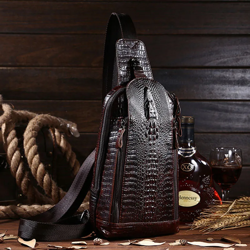 Men Vintage Genuine Leather Shoulder Messenger Bag First Layer Cowhide Crocodile Grain Head Sling Chest Pack casual bags
Men Vintage Genuine Leather Shoulder Messenger Bag First Layer Cowhide Crocodile Grain Head Sling Chest Pack casual bags
