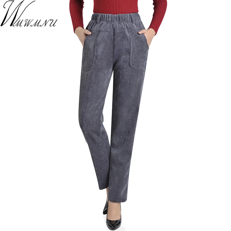 Warm corduroy Women Winter thickening Pants Casual plus size 5XL High Waist Elastic Femme Woman loose Black Add Velvet Pants
Warm corduroy Women Winter thickening Pants Casual plus size 5XL High Waist Elastic Femme Woman loose Black Add Velvet Pants