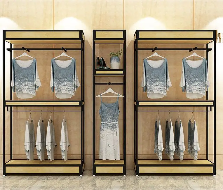 Double clothing store hangers display rack adjustable height men's and women's clothing store hangers landing wrought iron .
Double clothing store hangers display rack adjustable height men's and women's clothing store hangers landing wrought iron .
