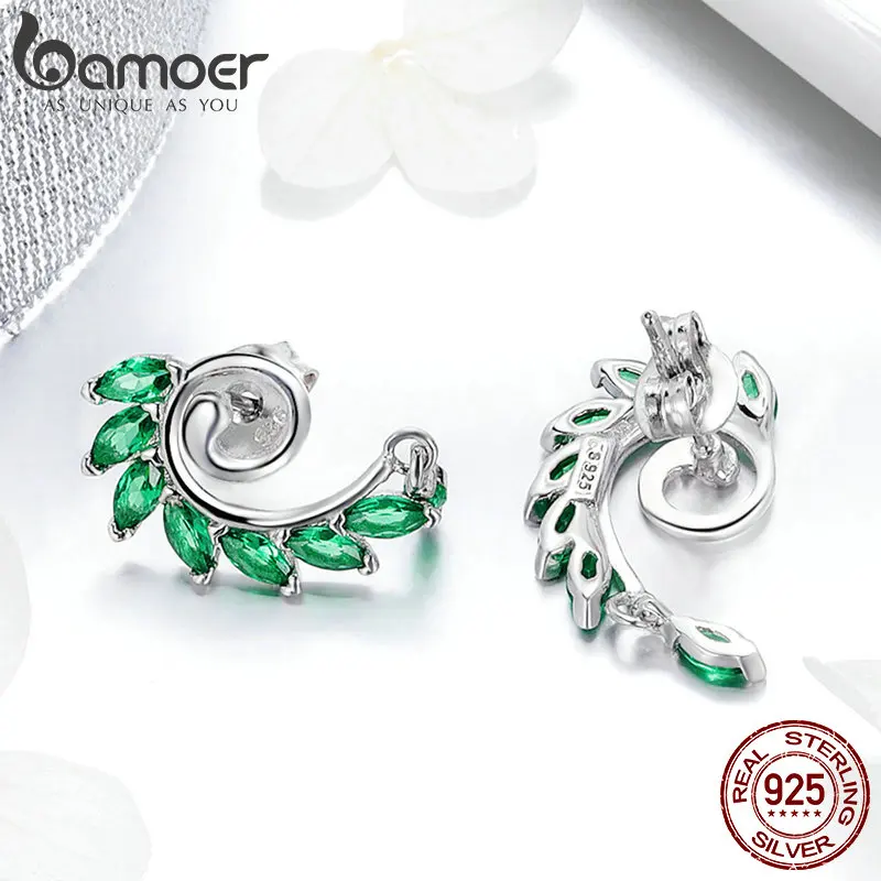 BAMOER High Quality 925 Sterling Silver Green CZ Tree Leaves Tree Leaf Stud Earrings for Women Fashion Jewelry 2018 GAE001
BAMOER High Quality 925 Sterling Silver Green CZ Tree Leaves Tree Leaf Stud Earrings for Women Fashion Jewelry 2018 GAE001