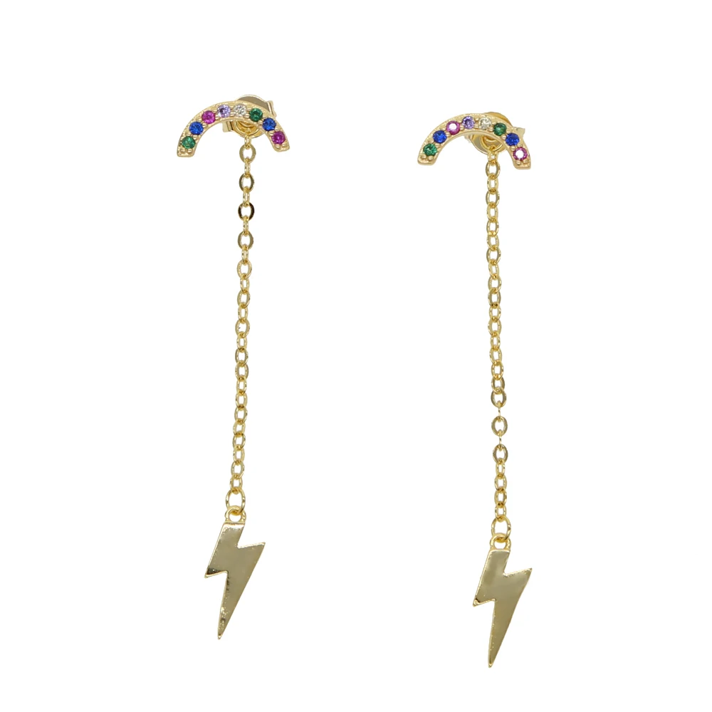 2019 Mini Cute Half Circle Rainbow Multi Cz fashion jewelry for women gold filled lightning charm long tassel chain earring
2019 Mini Cute Half Circle Rainbow Multi Cz fashion jewelry for women gold filled lightning charm long tassel chain earring